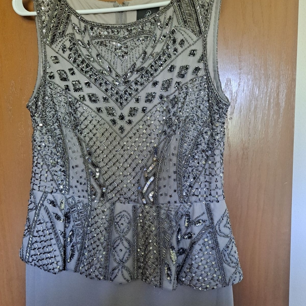 Adrianna Papell Beaded Peplum Dress 4 Preowned Mother of Bride Lo… - Picture 5 of 7